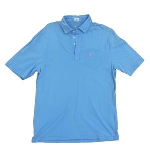 Johnnie-O Hangin' Out Mens Short Sleeve Polo Golf Shirt Medium Blue Pocket